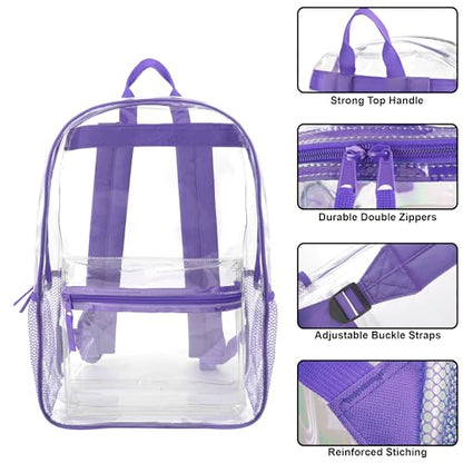 Trail maker Bulk Clear Backpacks Wholesale for School 24 Pack Clear Backpacks for Boys, Girls, School, Stadium, Travel (Purple Pack) - color: Purple Pack