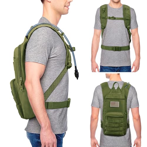 NOOLA 3L Hydration Backpack, Water Backpack with TPU Water Bladder, Tactical Hydration Pack for Men Women, Molle Water Backpack for Hiking, Biking, and Hunting - color: Green