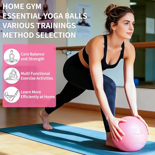 9 Inch Pink Pilates Ball, Exercise Stability Yoga Ball Small Exercise Ball with Air Pump for Core Workout, Balance Training, Home Gym, Office, Physical Therapy