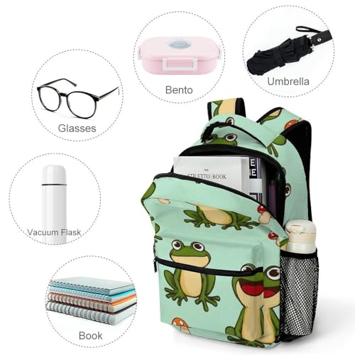 Mens Travel Backpack with Adjustable Shoulder Strap Causal Book Bags Cute Frog Mushroom Hiking Daypack for Travel Office Beach - color: Color(532)