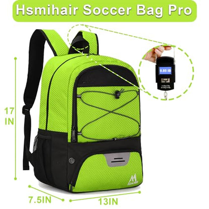 Hsmihair Soccer Bag-Soccer Backpack&Backpack for & Football Volleyball & Basketball,with Ball Compartment and Separate Cleat - color: Green