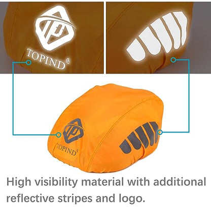 TOPIND Bike Helmet Cover High Visibility Waterproof Cycling Helmet Rain Cover with Reflective Strip Dustproof Breathable Mountain Road Bicycle Helmet Snow Cover Ride Gear - color: Orange, size: Medium