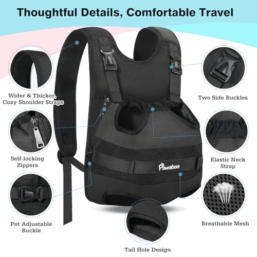 Pawaboo Pet Dog Front Carrier Backpacks, Legs Out Pet Carrier Backpack for Dogs, Adjustable Dog Chest Carriers Purse for Small Medium Dogs Hands Free for Travel Hiking Cycling Camping, S, Black - color: AA-Black, style: Small (Pack of 1)