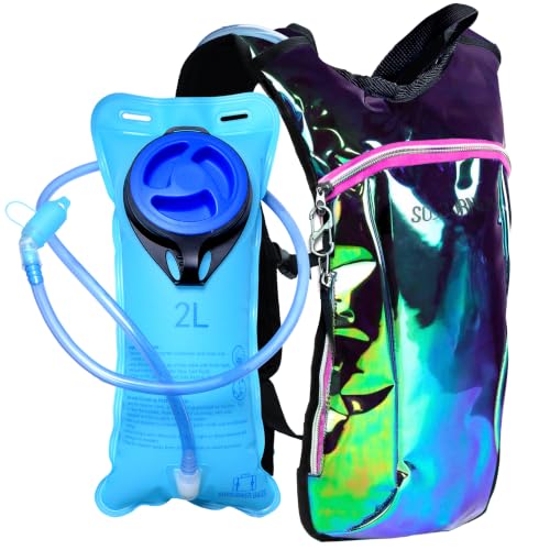 Sojourner Rave Hydration Pack - Hydration Backpack - Hydropack with 2L Bladder - Water Backpack for Festivals, Hiking, Running, Biking and More - color: Transparent - Purple