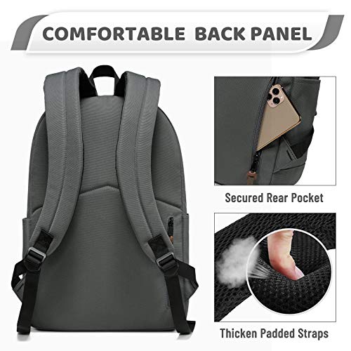 VASCHY School Backpack, Water Resistant Lightweight Casual Backpack for Men Women with Padded Laptop Sleeve Dark Gray - color: Grey