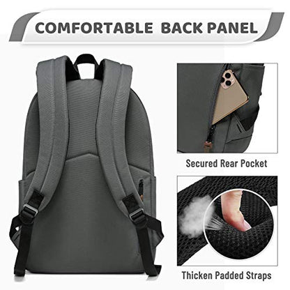VASCHY School Backpack, Water Resistant Lightweight Casual Backpack for Men Women with Padded Laptop Sleeve Dark Gray - color: Grey