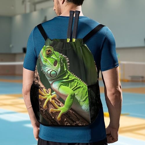 Fitness Drawstring Backpack Waterproof Gym Bag Green Geckos Lightweight Dry And Wet Separation Swim Bag