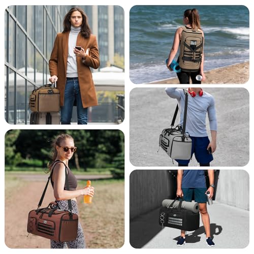 BOSSTIN Gym Bag for Men & Women, 45L-50L Expandable Sports Duffle Bag - color: Camel Checkered
