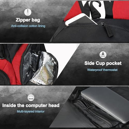LARIPOP Basketball Backpack with Ball & Ventilated Shoe Compartment Insulated Pockets for Men Training - color: red
