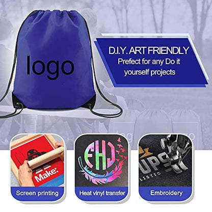 BeeGreen 20 Pieces Royal Blue Drawstring Backpack Bags Bulk Large Personalized Christmas String Bag Perfect for DIY Gym Cinch Sack Solid for Women and Men - color: Royal Blue-s