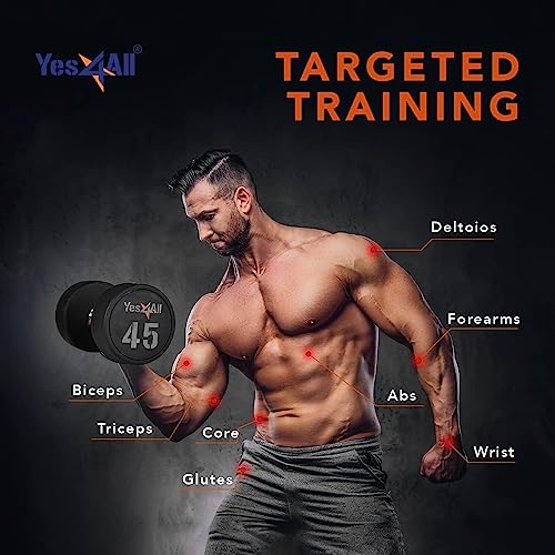 Yes4All Urethane Dumbbell with Anti-Slip Knurled Handle 5-50 LB for Muscle Building - Sold Individually - color: J1. 50 Pounds