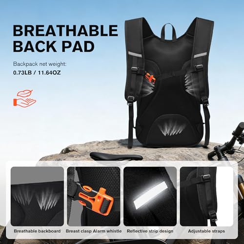 Ultra-Light Soft Daypack 15L/20L, Cushioned Breathable Back Panel Backpack, Lightweight Packable Travel Backpack (Black, 15L) - color: Black, size: 15L