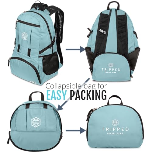Travel Backpack- Foldable Collapsible Lightweight Backpack for Travel (Teal) 35 liters - color: Teal