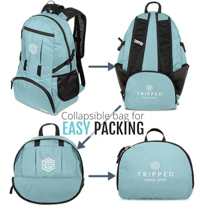 Travel Backpack- Foldable Collapsible Lightweight Backpack for Travel (Teal) 35 liters - color: Teal
