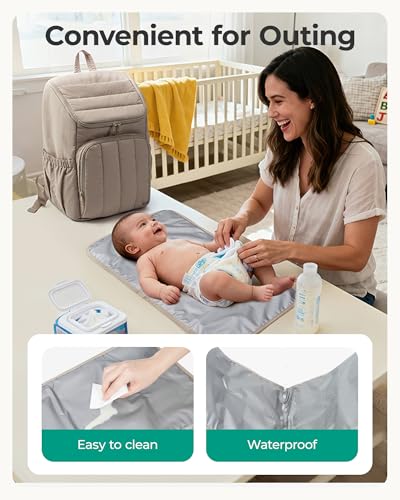 BAGSMART Diaper Bag Backpack, Large Baby Diaper Bag, Quilted Puffy Baby Bag for Mom with Quick-access Insulated Pockets, Lightweight Versatile Travel Backpack - color: Brown