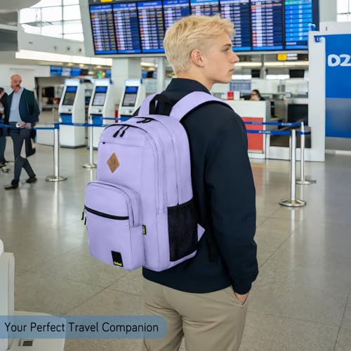 Goloni Lightweight Laptop Backpack 1.1Lbs, 26L Wear-Resistant Water Resistant Backpack with Laptop Compartment for Men Women - color: Light Purple