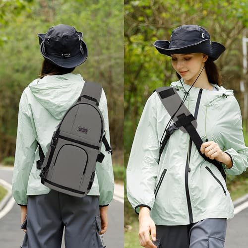 MOSISO Camera Sling Bag, DSLR/SLR/Mirrorless Camera Case Shockproof Photography Camera Backpack with Tripod Holder & Removable Modular Inserts Compatible with Canon/Nikon/Sony/Fuji, Gray - color: Gray