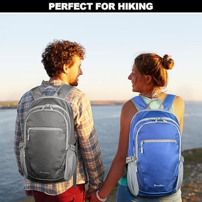 Seektop Lightweight Packable Hiking Backpack Water Resistant Expandable 20L-28L for Women Men, RFID Day Pack for Travel - color: Grey