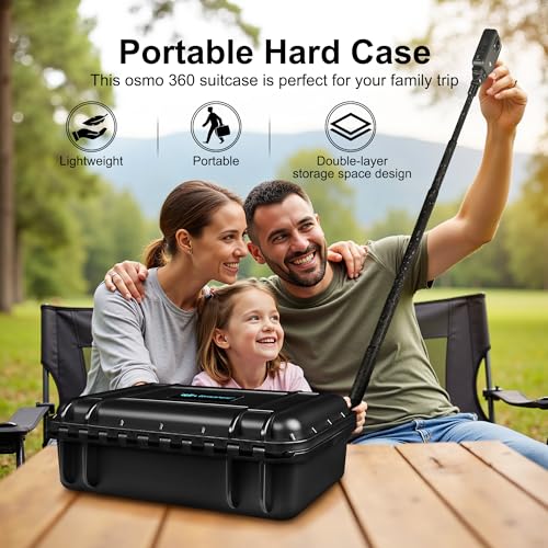 Lekufee Travel Waterproof Hard Case for DJI Osmo 360, Adventure Combo, Battery (7pcs), DJI Mic 3/2/Mic Mini, and More Accessories (Case Only)