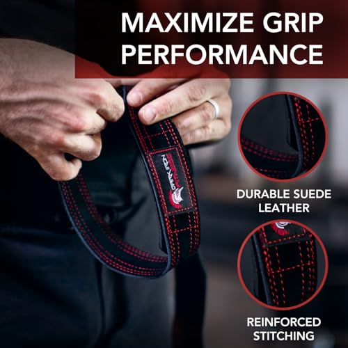 Dark Iron Fitness Wrist Straps for Weightlifting, Heavy Duty Gripping Suede Leather Bands for Men & Women, Support Wraps Gloves Alternative for Power Lifting Weight Strength Training Workouts - size: 2 mm
