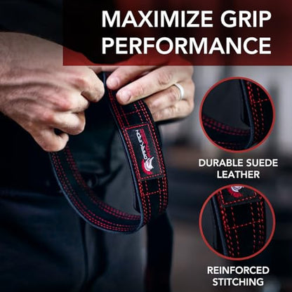 Dark Iron Fitness Wrist Straps for Weightlifting, Heavy Duty Gripping Suede Leather Bands for Men & Women, Support Wraps Gloves Alternative for Power Lifting Weight Strength Training Workouts - size: 2 mm
