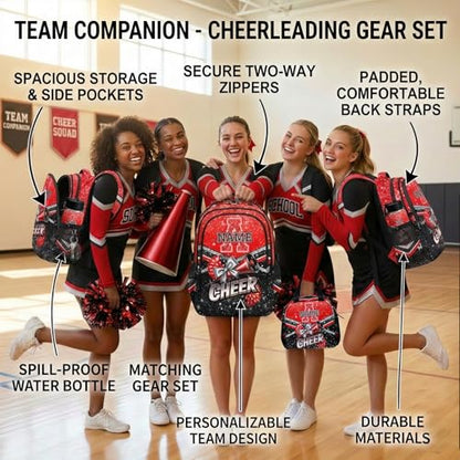 Personalized Girls Backpack Custom Cheers Backpacks, 17 Inch Large Capacity Initial Schoolbag for Kindergarten Middle School Travel - color: Red