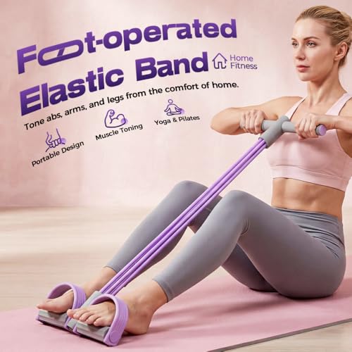 Multifunction Pedal Resistance Band, Pedal Resistance Bands with Handles - 2026 New Elastic Rubber Exercise Band for Full Body Workout, Arm, Leg - color: Purple