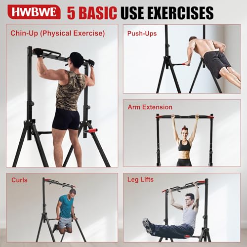 Foldable Power Tower Dip Station Pull Up Bar Station,Adjustable Multifunction Training Fitness Equipment for Home Outdoor Triangular