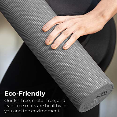 10-Pack Yoga Mat, 68" x 24" Non Slip Exercise Mat, 4mm Thick Gym Mat for Fitness and Stretching, Bulk Non Toxic Yoga Mats for Schools and Studios - color: Gray