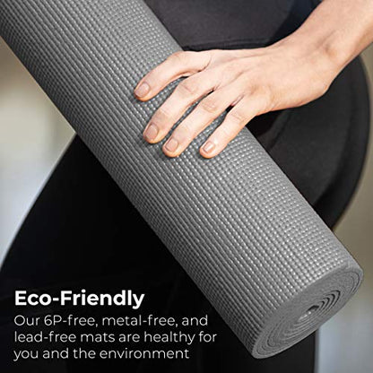 10-Pack Yoga Mat, 68" x 24" Non Slip Exercise Mat, 4mm Thick Gym Mat for Fitness and Stretching, Bulk Non Toxic Yoga Mats for Schools and Studios - color: Gray