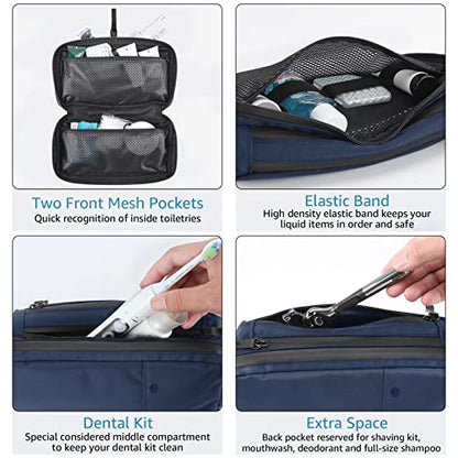 Purevave Compact Mens Toiletry Travel Bag Hanging, Mens Dopp Kit for Travel Waterproof, Wash Pouch Blue - color: Blue