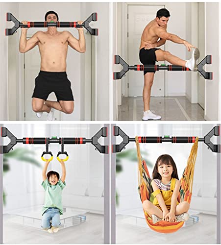 Chin Up Bar Portable Door Frame Pull-up bar, with Kids Swing and Gymnastics Ring, no Screw Wall-Mounted Steel Fitness Horizontal bar (Size : 103-135cm/40.6-53.1") - size: 103-135cm/40.6-53.1"