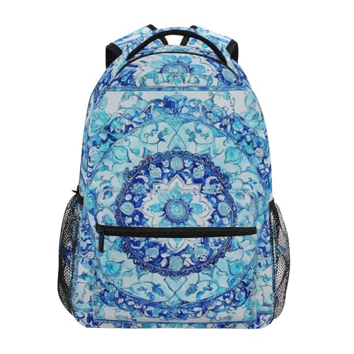 Day Backpack for Men and Women Fashion College School Computer Bag with Chest Strap for Travel Trip Bohemian Boho Vintage Mandala Style Flower - color: Multicolor13