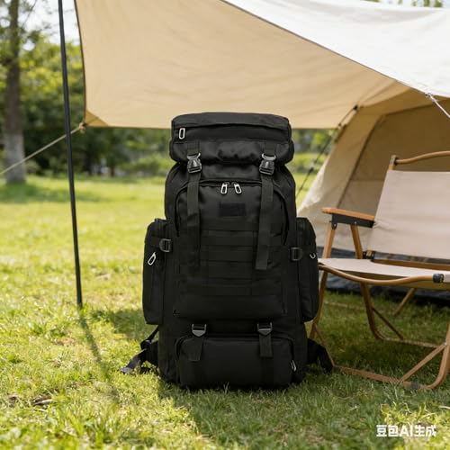 70L Hiking Backpack for Men, Waterproof Lightweight Camping Backpack, Military Rucksack with Molle, 3-Day Assault Pack for Travel, Climbing, Outdoor Sports (Green Camouflage) - style: Green Camouflage