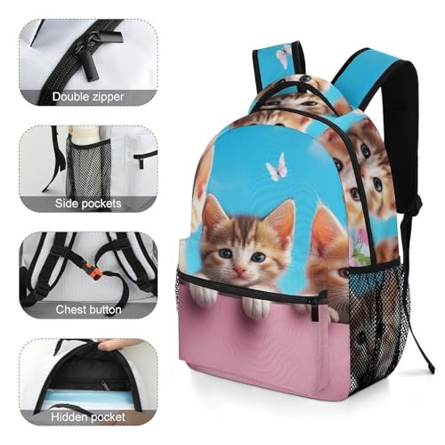 Unisex Adult Laptop Backpack, Casual Book Bags Garden Wonder Kittens Cats Large Backpack Lightweight Hiking Daypack with Adjustable Strap - color: Color(534)