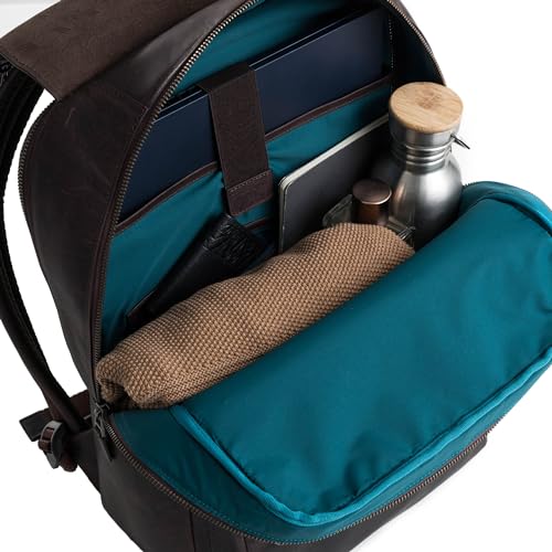 Leather Backpack for Men & Women, Classic Dark Brown - Handcrafted Top Grain Leather Backpack with 17 Inch Laptop Sleeve - Lightweight, Stylish & Durable for Business & Travel - 33cm x 16cm x 40cm - color: Dark Brown