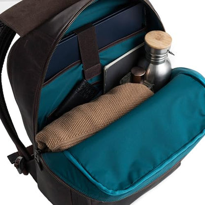 Leather Backpack for Men & Women, Classic Dark Brown - Handcrafted Top Grain Leather Backpack with 17 Inch Laptop Sleeve - Lightweight, Stylish & Durable for Business & Travel - 33cm x 16cm x 40cm - color: Dark Brown