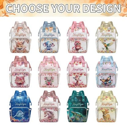 MyPupSocks Personalized Animal Elepahnt Butterfly Diaper Bag Backpack with Custom Name - Lovably Yours, Daughter Granddaughter Girls - color: Style 4