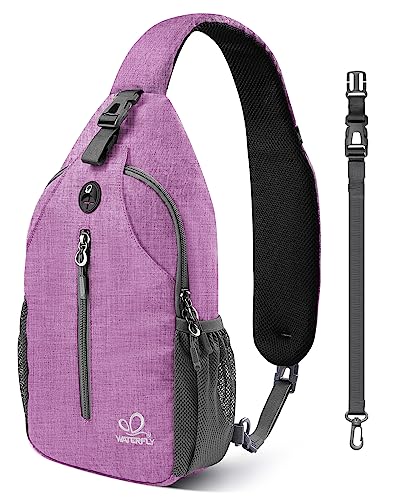 WATERFLY Small Hiking Sling Bag: Crossbody Sling Backpack Chest Bag Daypack for Men Women with Skin-Friendly Shoulder Strap - color: Purple(other Style)