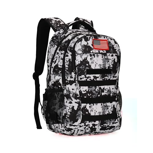 4land Camo Backpack for Boys,Army Boys Backpacks for Elementary Middle School Military,Camouflage Bookbag 40L - color: D-white Camo