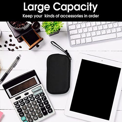 Travel Electronic Organizer Pouch Bag, 3 Compartments Portable Electronic Phone Accessories Storage Multifunctional Case for Cable, Cord, Charger, Hard Drive, Earphone(Black)