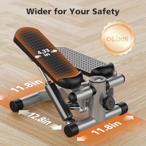 OLIXIS Stepper Machine with Resistance Bands - Mini Stair Stepper for Home Exercise, Portable Weight Loss & Full Body Workout Equipment - color: Sliver