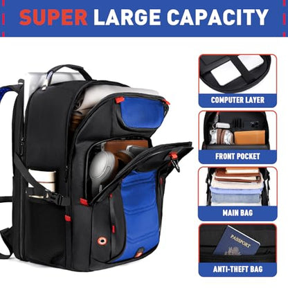 Z-MGKISS Large Travel Backpack for Men, 18.4 Inch Laptop backpack, TSA Flight Approved, Water Resistant, Business Work Bag with USB Charging Port, Extra large Backpacks, Blue - color: Blue-1