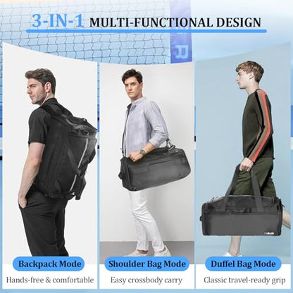ORKELS 29L Gym Bag with Shoe Compartment, Sports Duffle Bag for Men, Travel Backpack with Wet Pocket, Tear-Resistant Overnight Bag for Fitness, Workout, and Travel
