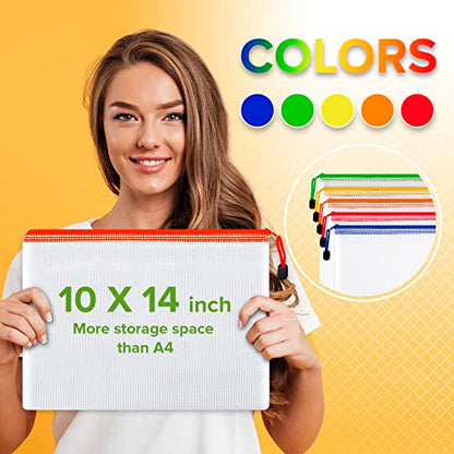 22 Pack Mesh Zipper Pouch Bags 10x14 inch - Plastic Zipper Pouches for Organizing - Document Bags With Zippers - Letter Size Zippered Pouch - Document Pouches With Zippers - size: 22 Pack 10x14