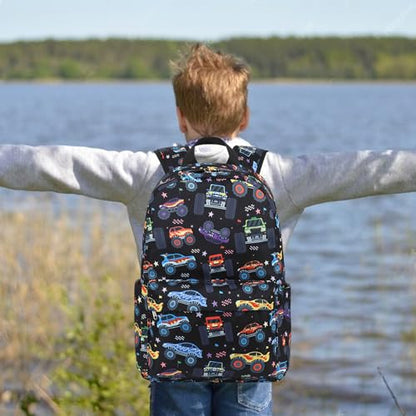 LEDAOU Kids Backpack for Boys Girls Preschool Kindergarten Elementary School Bookbag Toddler School Bag with Chest Strap - color: Colorful Big Car