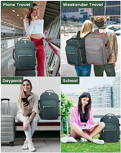 LOVEVOOK 40L Travel Backpack Flight Approved Carry on Backpack,3 Packing Cubes,Waterproof Personal Item Travel Bag,TSA Carry on Luggage Suitcase Travel Essentials,Gifts for Women & Men,fits 17" Laptop - color: Dark Green-black-2, size: Large-40L-4Pcs