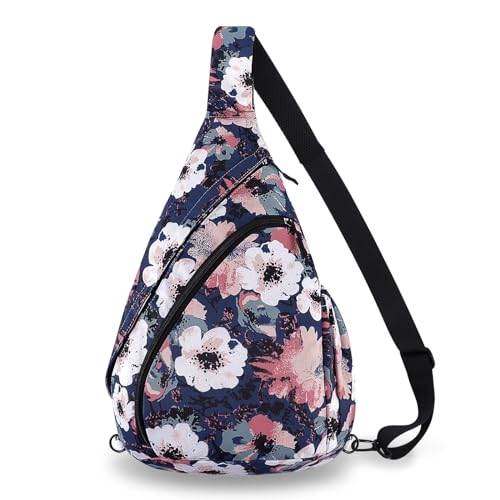 HUA ANGEL Crossbody Sling Bag for Men & Women Lightweight Waterproof Chest Shoulder Bag for Travel Hiking & Everyday Use - color: Vintage Flower Pattern