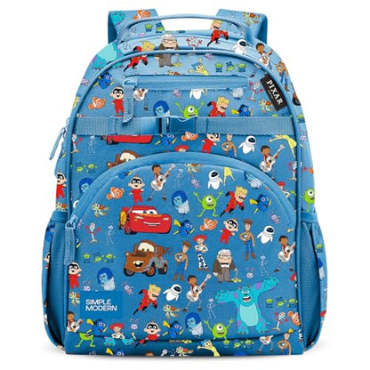 Simple Modern Medium Disney Pixar Toddler Backpack for School Girls and Boys | Kindergarten Elementary Kids Backpack | Fletcher Collection | Kids - 15" tall | Pixar Mashup on Blue - color: Disney: Pixar Mashup on Blue, style: Kids Medium