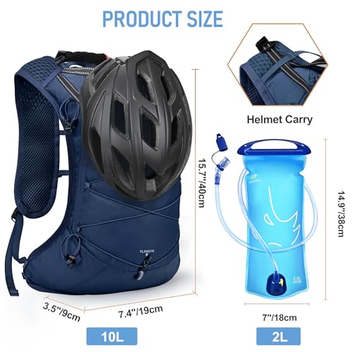 N NEVO RHINO Hydration Backpack, Lightweight Hiking Water Backpack, Hydro Bike Pack with 70 oz 2L Water Bladder, Hydration Daypack for Cycling Rave Mountain - color: Navy Blue